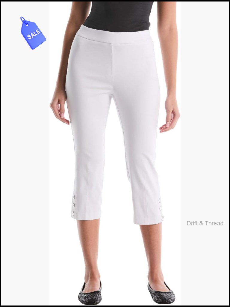 Soft Stretch Viscose Pull On 3/4 Length Capri Crop Pant 22 Inch Inseam